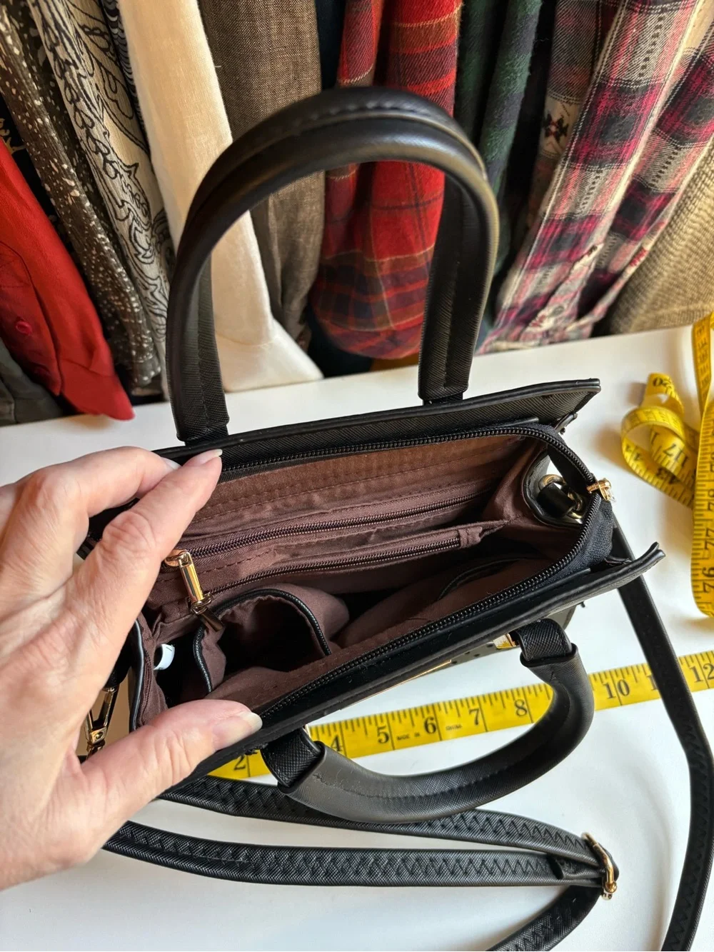 kate spade Black Perforated Mini Satchel with Gold Hardware